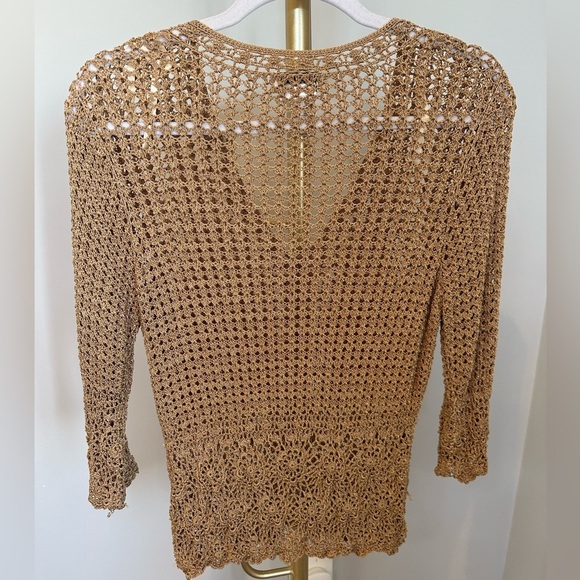 ❤️ Laura Plus Tan Crochet Cardigan 1X fits smaller does have stretch - Picture 5 of 8